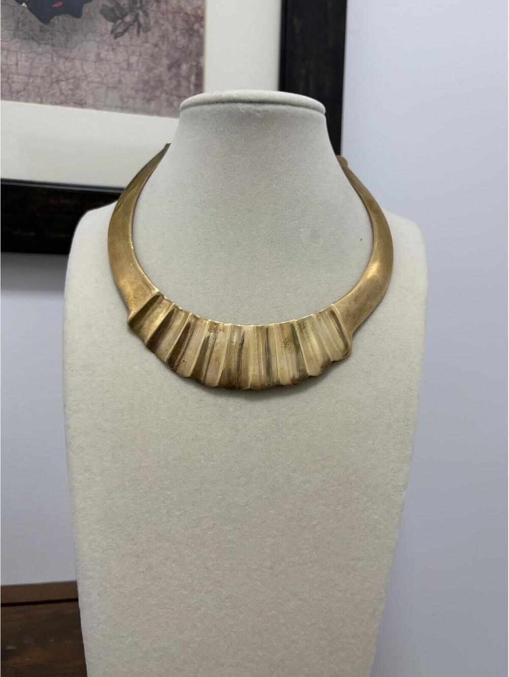 Vintage Brass Collar Statement Necklace